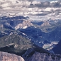 A wide panorama of the central Dolomites, seen from near the Antermoia Hut.